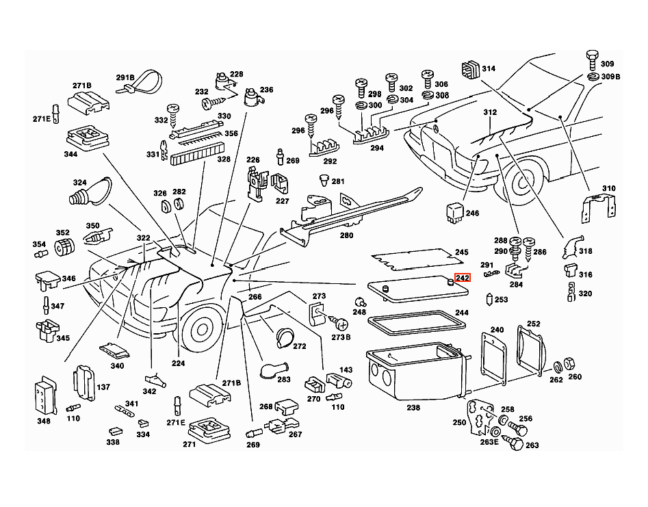 Mercedes-Benz W116 Fuse Box Cover Black (A1165400182) — view 5