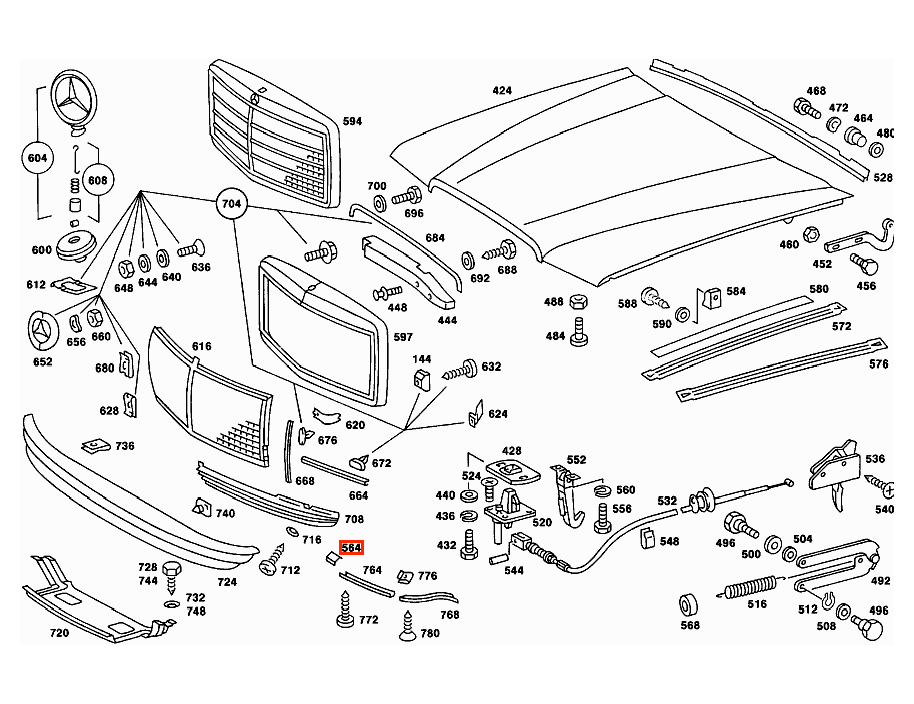 Mercedes-Benz W116 Hood Latch Deflector Set of 2 White (A1168870045) — view 4