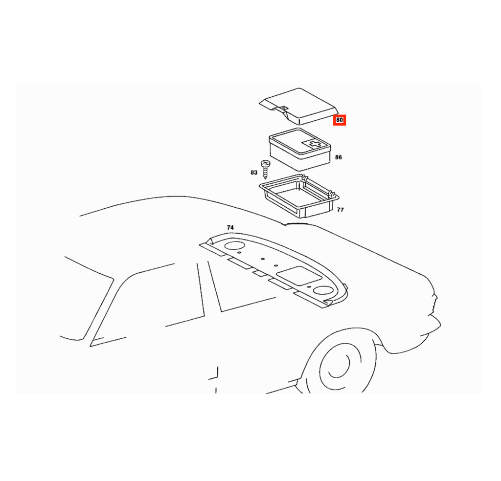 Mercedes-Benz W123 Wooden First Aid Kit Box Flap Zebrano / Walnut (A1238650053) — view 6