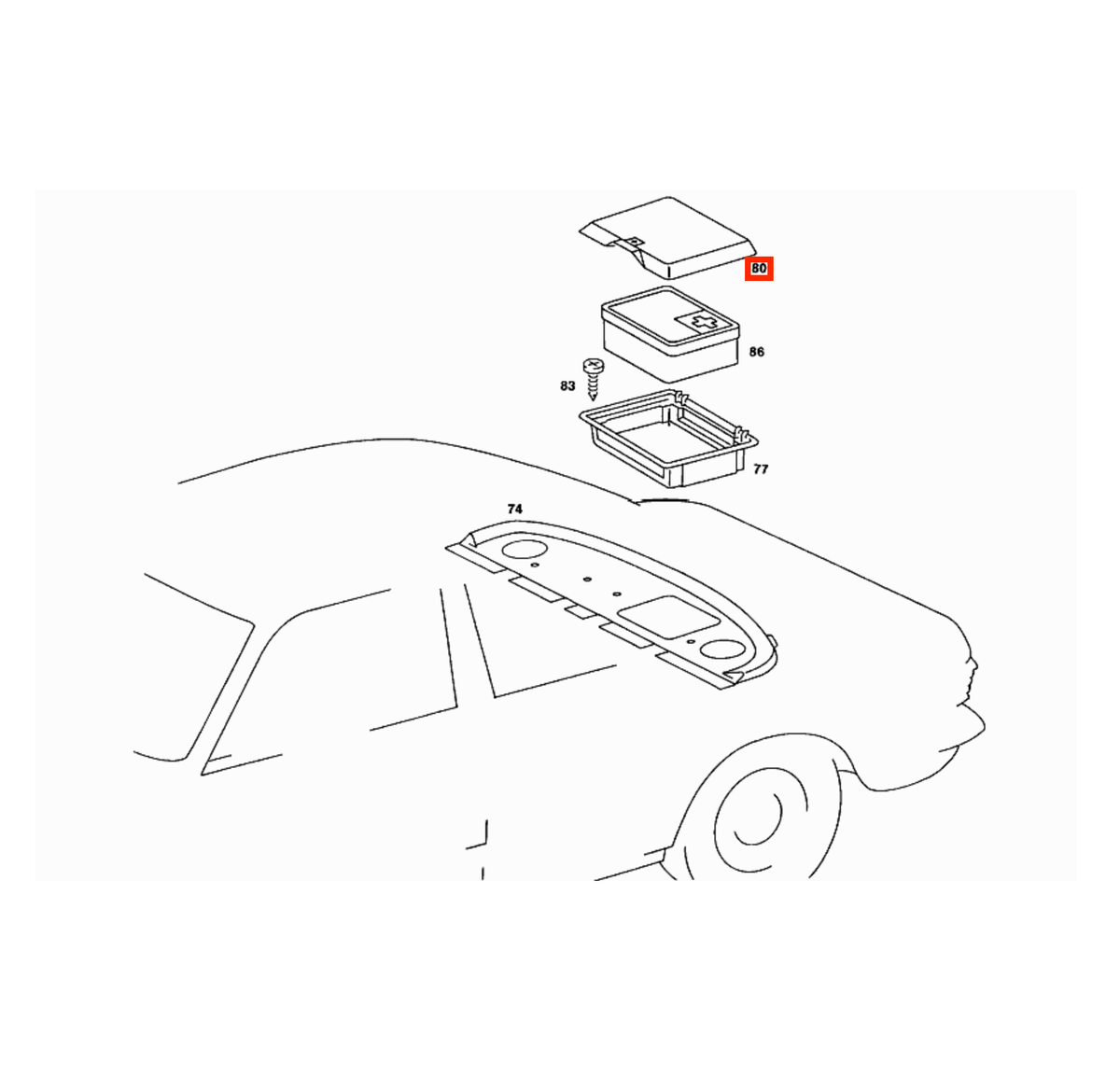 Mercedes-Benz W123 Wooden First Aid Kit Box Flap Zebrano / Walnut (A1238650053) — view 6