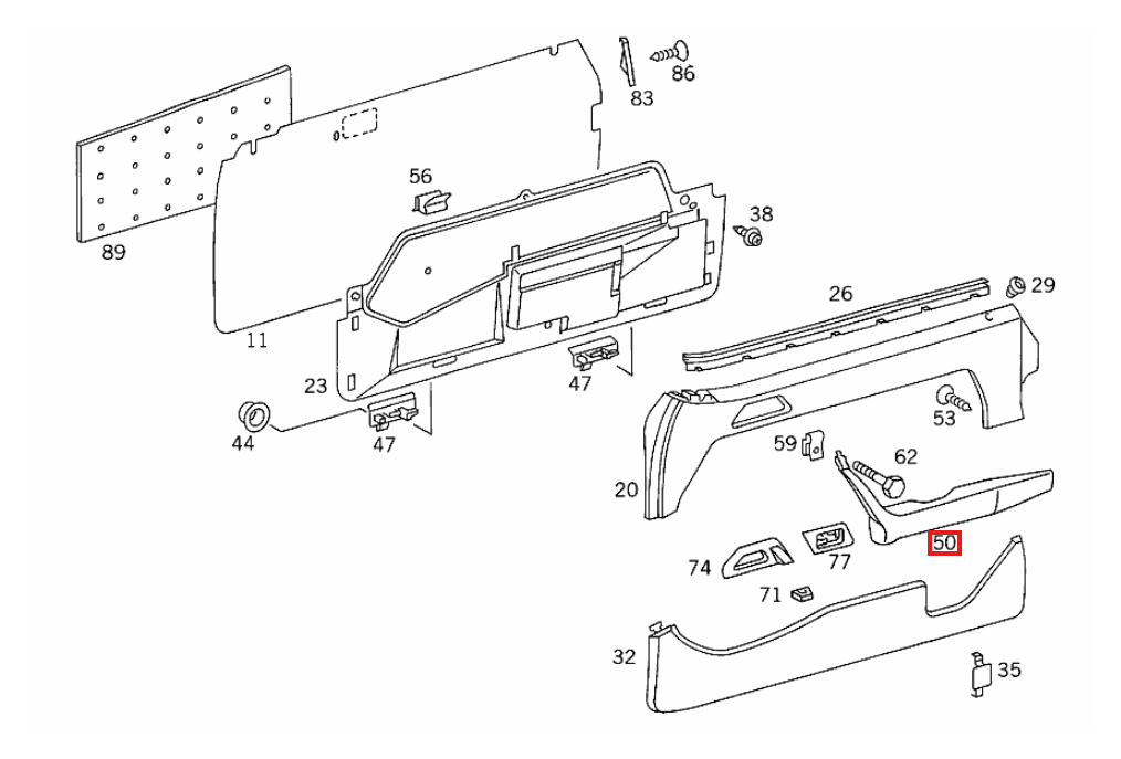 Mercedes-Benz W124 Armrest Repair Kit Front Left and Right Gray (A1249700101 / A1249701201) — view 4