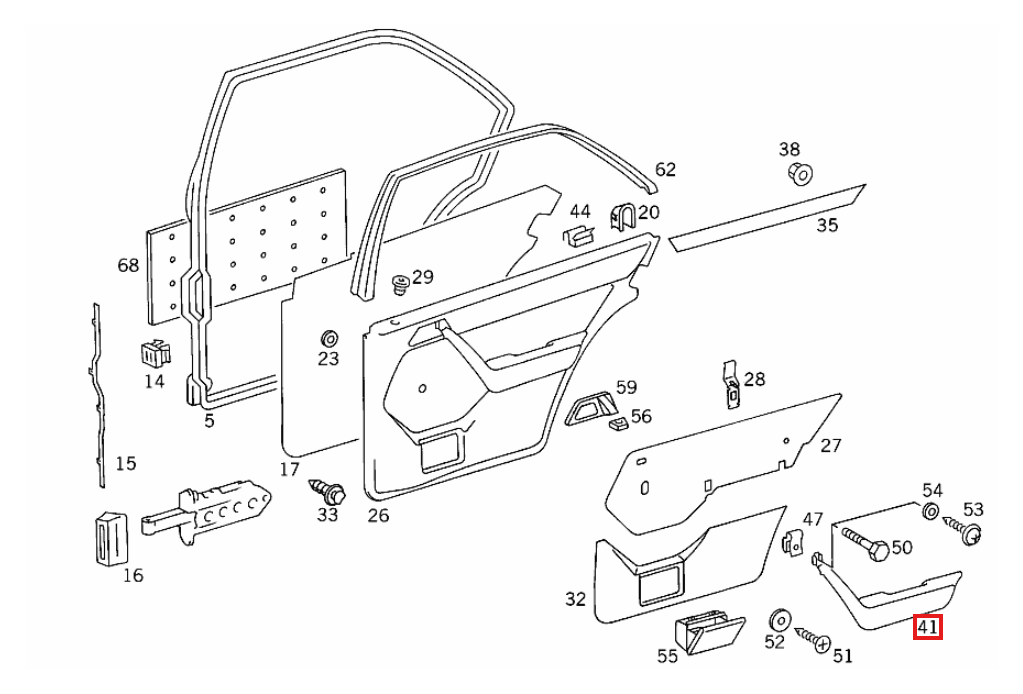 Mercedes-Benz W124 Armrest Repair Kit Rear Left and Right Gray (A1249700301 / A1249700401) — view 6