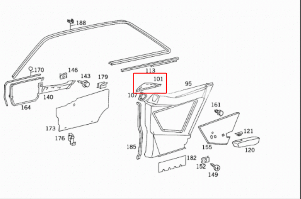Mercedes-Benz W124 C124 Belt Side / Presenter Cover Left or Right All Colours (A1246921122 / A1246921222) — view 5