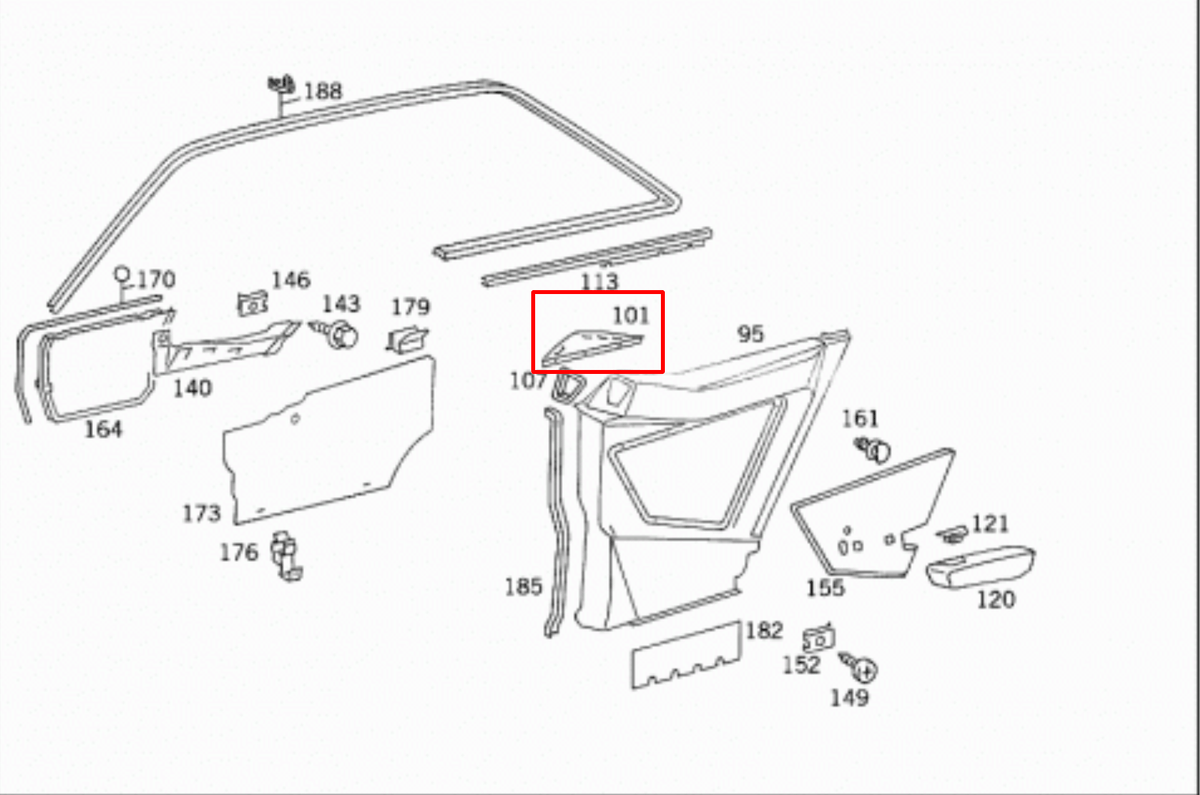 Mercedes-Benz W124 C124 Belt Side / Presenter Cover Left or Right All Colours (A1246921122 / A1246921222) — view 5
