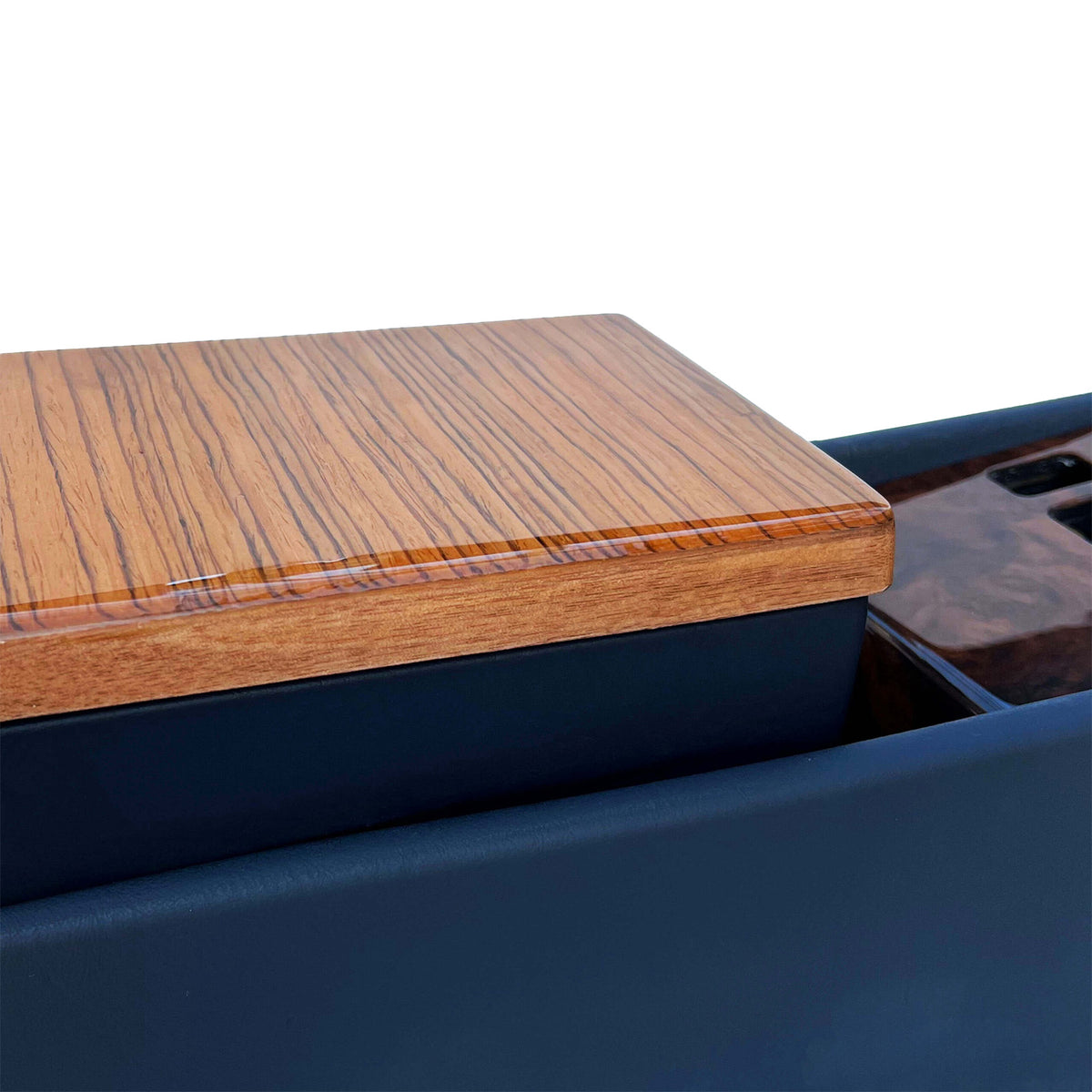 Mercedes-Benz W124 Central Console Armrest Leather and Wood Box — view 5