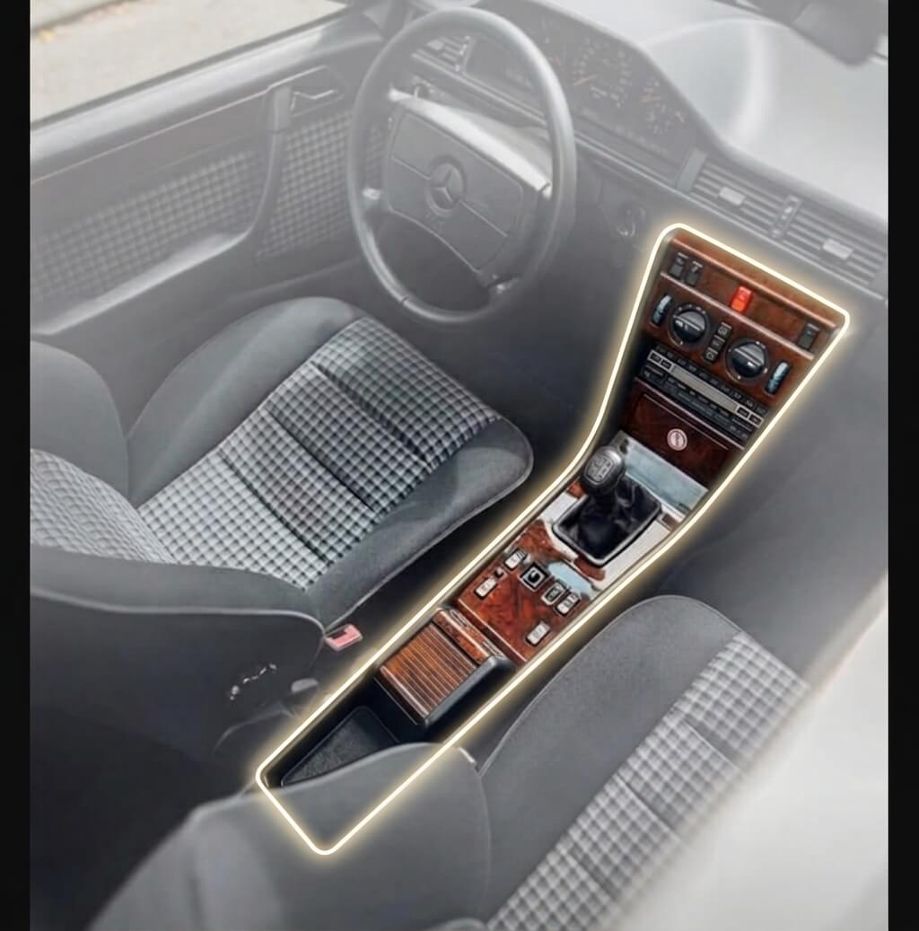 Mercedes-Benz W124 Centre Console Pre-Cut Leather Cover – All Colours — view 5