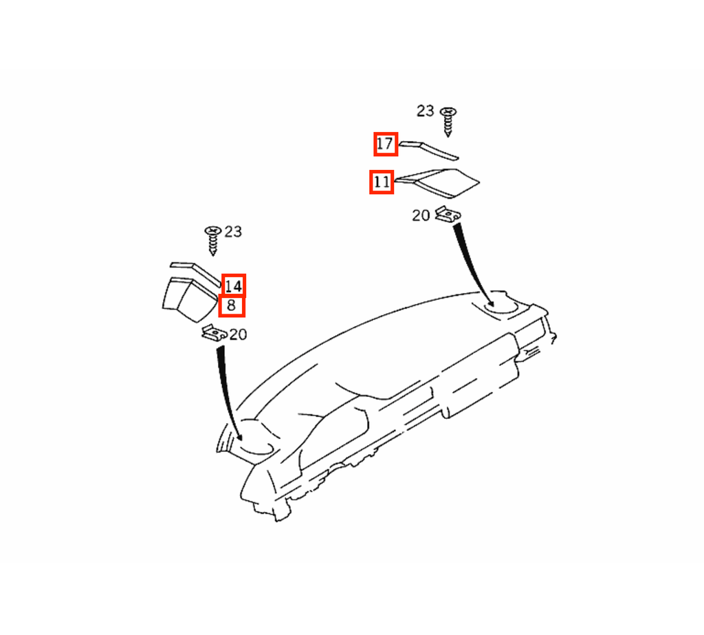 Mercedes-Benz W124 Dashboard Speaker Cover Left or Right All Colours A1246801939 + A1246890167 / A1246802039 + (A1246890267) — view 5