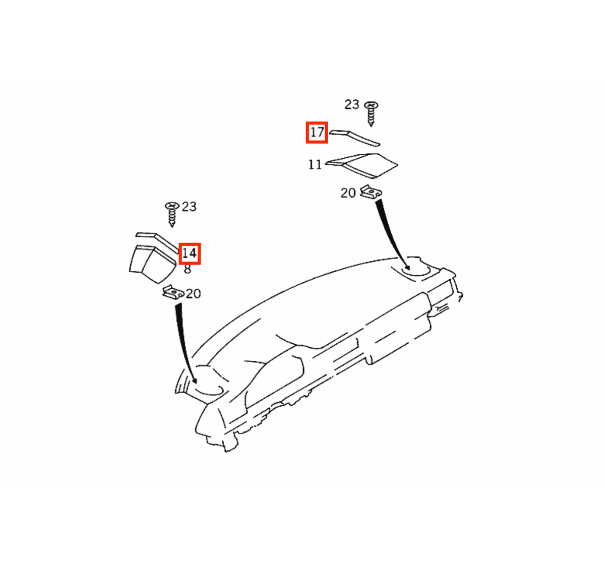 Mercedes-Benz W124 Dashboard Speaker Screw Cover Trim Left or Right All Colours (A1246890167 / A1246890267) — view 5