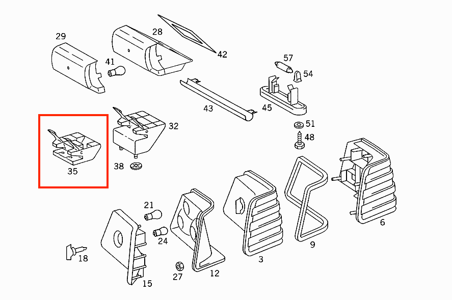 Mercedes-Benz W124 High Mount Lamp Mount Bracket Set of 2. All Colours A1248200382 — view 4