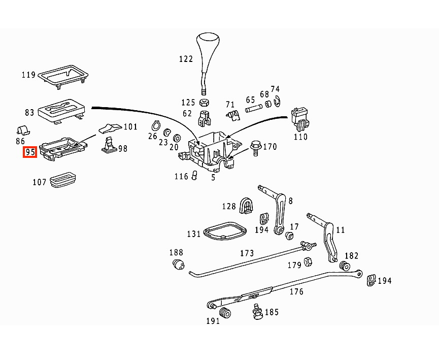 Mercedes-Benz W124 R129 W201 W202 W463 Shift Gate Indicator Black (A1295400349) — view 4
