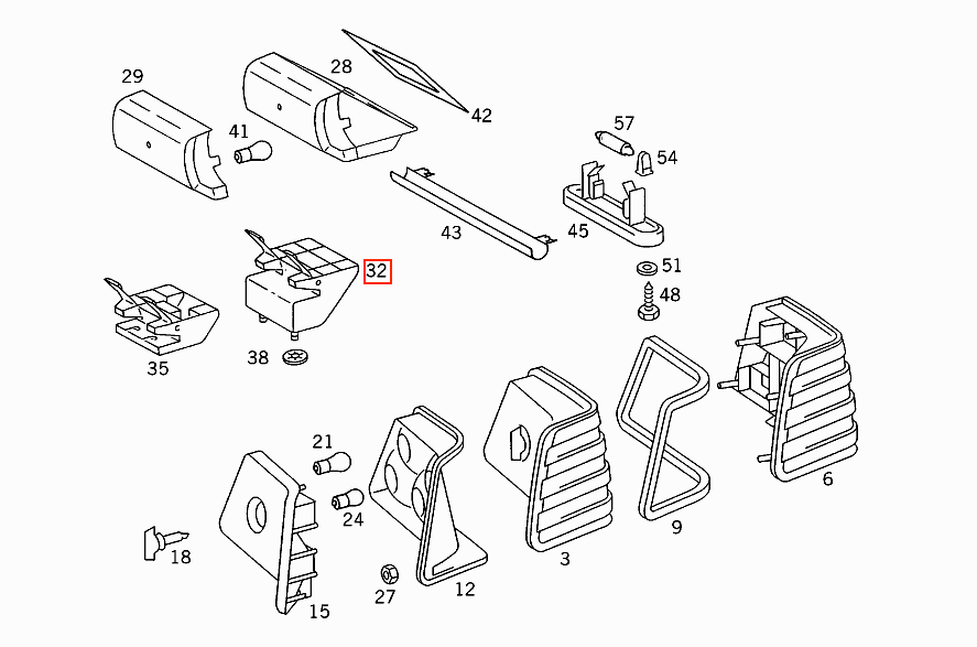 Mercedes-Benz W124 Sedan Base Console Bracket Brake Stop Lamp All Colours (A1248200182) — view 5