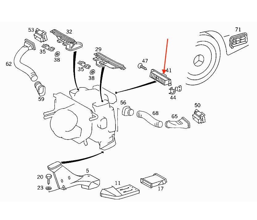 Mercedes-Benz W124 W201 Air Conditioner Panel Button (A1248300754) — view 6
