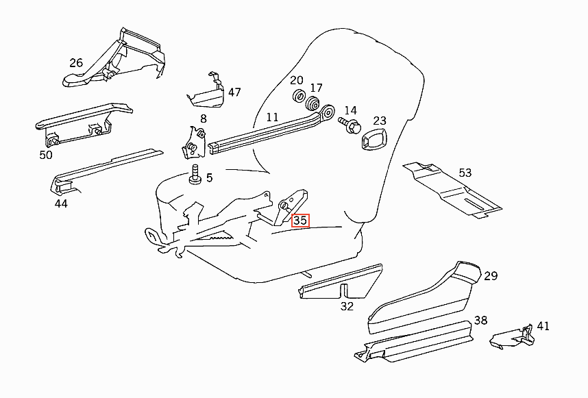 Mercedes-Benz W124 W201 Seat Cover Left or Right All Colours (A2019192720 / A2019192820) — view 4