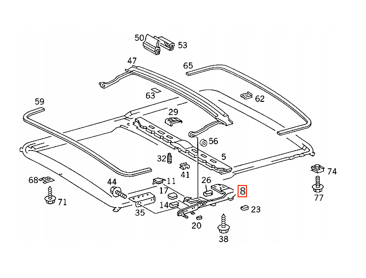 Mercedes-Benz W124 W201 Sunroof Repair Kit (A1247820512) — view 3