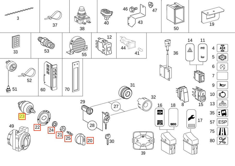 Mercedes-Benz W124 / W201 / W202 / W210 / W140 Headlight Switch / Headlamp Adjustment Switch (A0005456704) — view 5