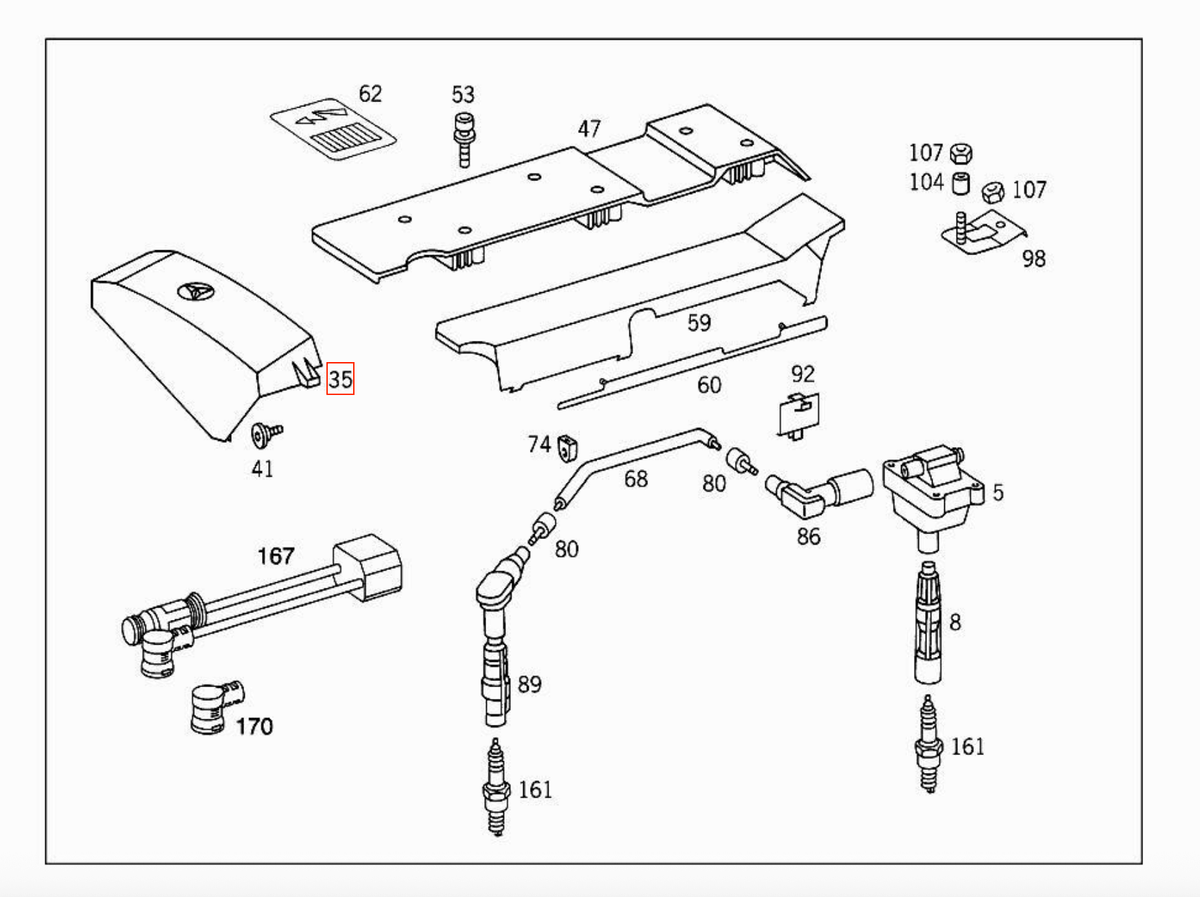 Mercedes-Benz W124 / W202 / W210 / W140 / R129 Protective Cover M104 Engine (A1041500066) — view 6