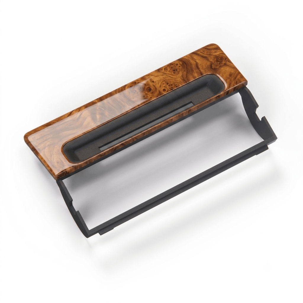 Mercedes-Benz W126 / C126 SEC Centre Console Rear Air Vent Wooden Panel Bracket 4 Wood Types (A1268300013) — view 2
