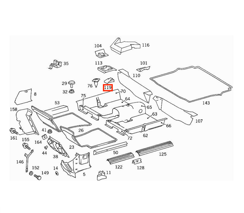 Mercedes-Benz W126 Front Seat Rail Cover Left or Right All Colours (A1266841118 / A1266841218) — view 5
