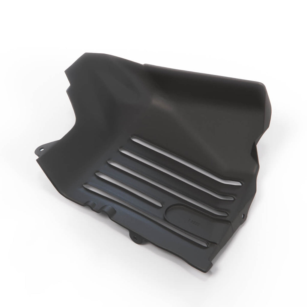 Mercedes-Benz W126 Oil Cooler Shield Fender Cover Left or Right Black (A1268840735 / A1268840835) — view 2