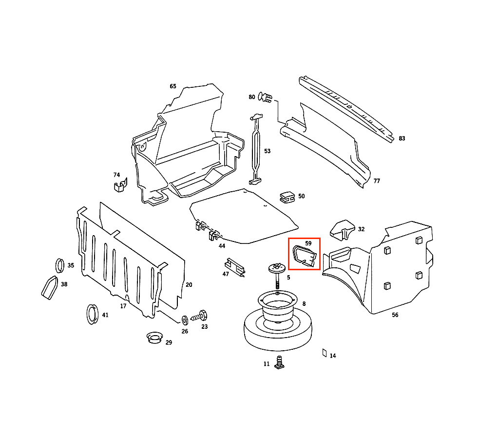 Mercedes-Benz W126 SEC SEL SE Sliding Roof Emergency Release Cover Black (A1266931133) — view 4