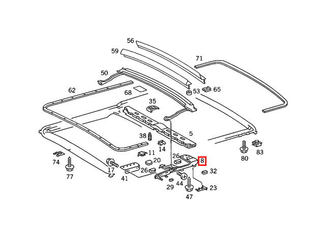 Mercedes-Benz W126 W463 Sunroof Holder Lifting Slide Angle Brackets (A1267801512) — view 3