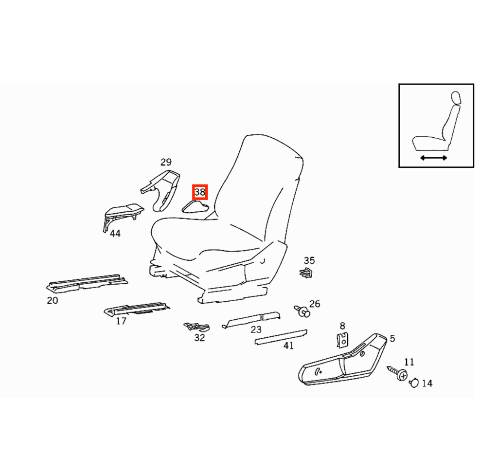 Mercedes-Benz W140 / C140 CL Front Seat Cover Trim Left or Right All Colours (A1409180530 / A1409180630) — view 4