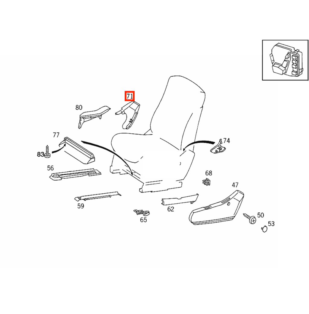 Mercedes-Benz W140 C140 CL Front Seat Side Cover Trim Left or Right All Colours (A1409101818 / A1409102818) — view 4