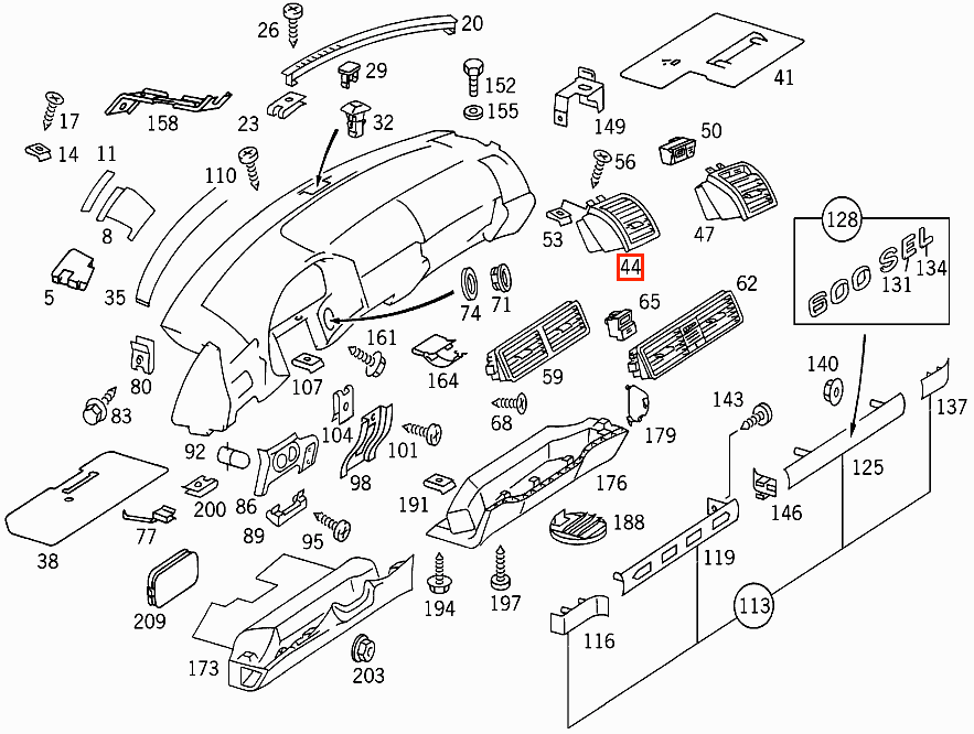 Mercedes-Benz W140 C140 Dashboard Side Vent Frame Left or Right All Colours (A1408300154 / A1408300254) — view 5
