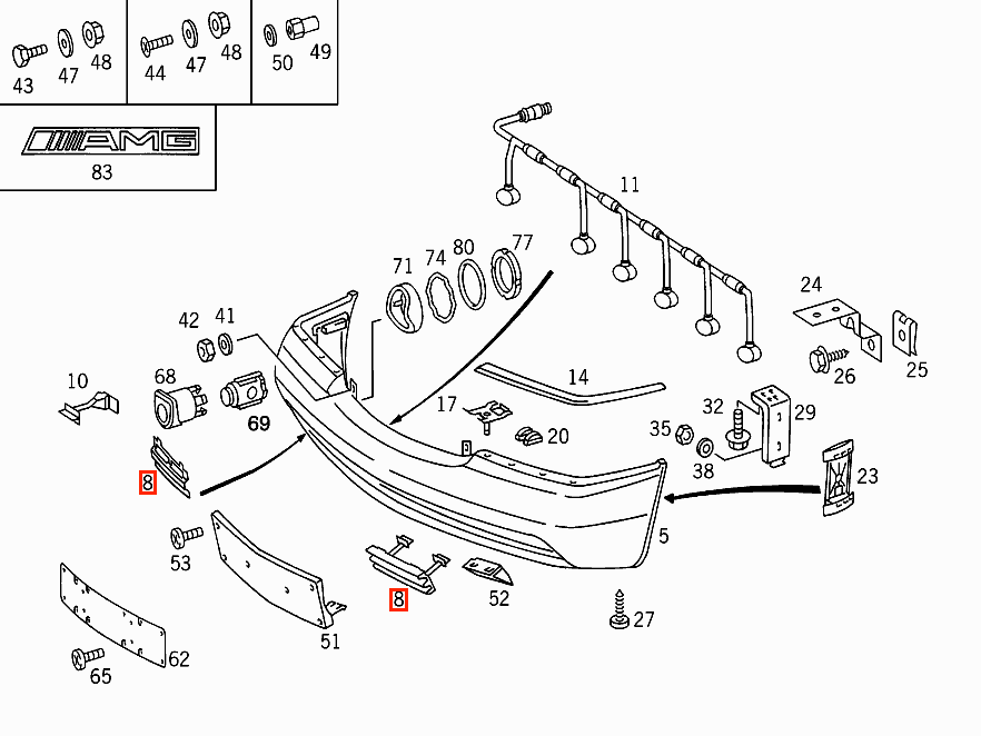Mercedes-Benz W140 Front Bumper Tow Hook Cover Cap Left or Right Primed (A1408850926 / A1408851026) — view 6