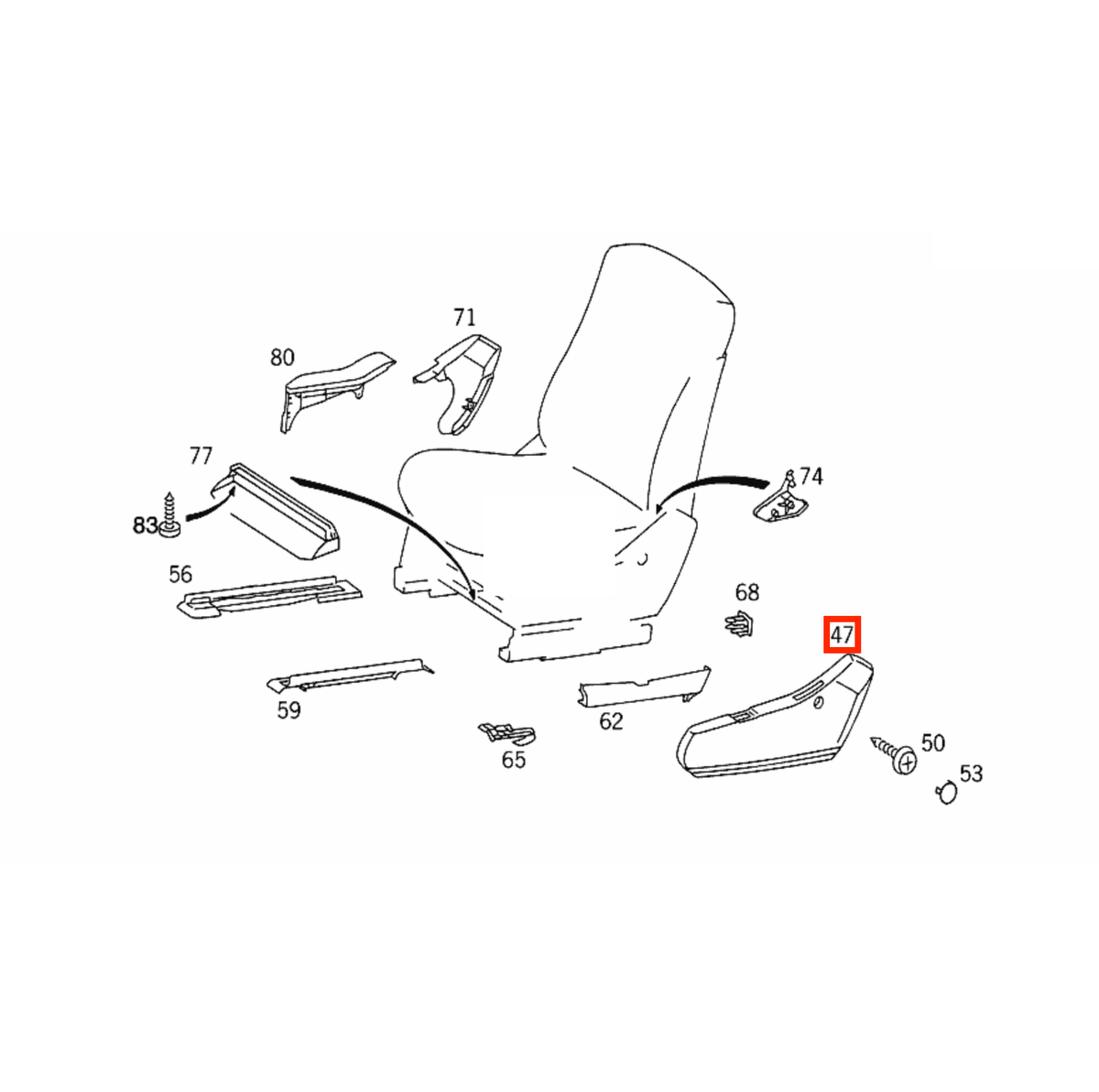 Mercedes-Benz W140 Seat Side Leather Trim Panel Left or Right All Colours (A1409180730 / A1409180830 / A1409181930) — view 9