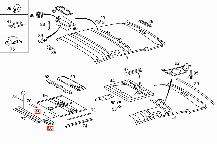 Mercedes-Benz W140 W202 W203 W208 W210 W211 W215 W219 W220 W240 Sunroof Handle All Colours (A2027840481 & A2027840581) — view 5