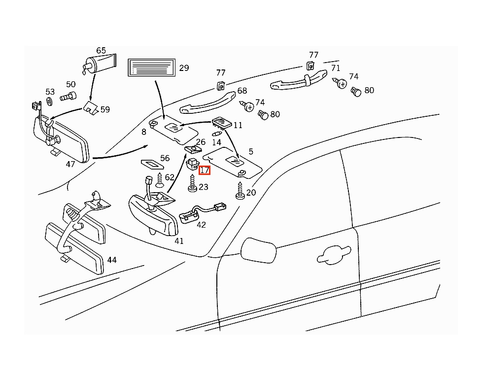 Mercedes-Benz W140 W202 W203 W210 W220 C215 Sun Visor Mount Clip Set of 2 All Colours (A2028100712) — view 4