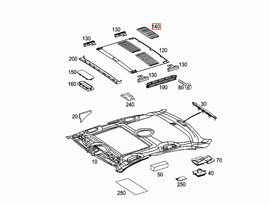 Mercedes-Benz W140 W208 W209 W215 W220 Sunroof Top Covering Grille All Colours (A2117840644) — view 4