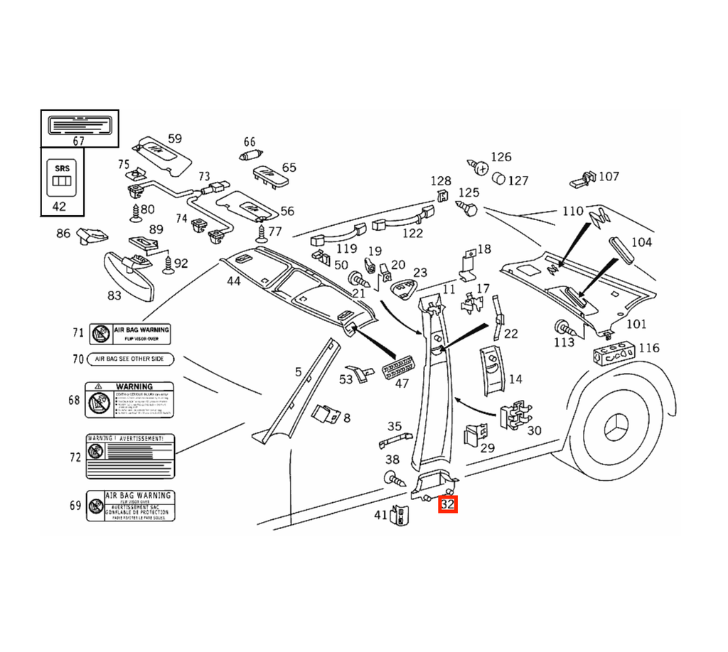 Mercedes-Benz W140 Wooden Lower B-Pillar Trim Pair 4 Wood Types (A1406920322 / A1406920422) — view 4