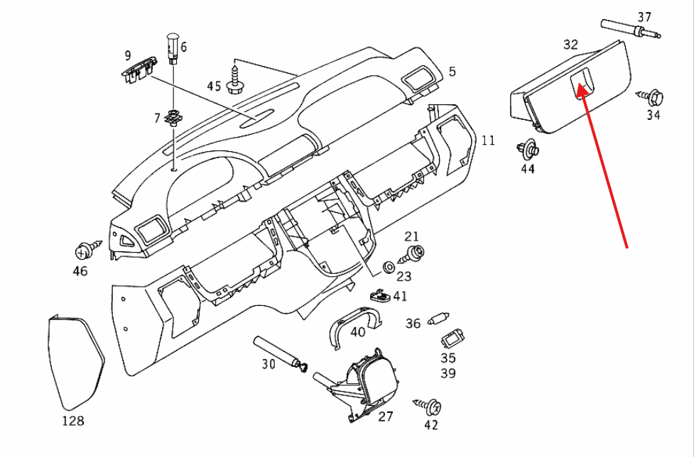 Mercedes-Benz W163 Glovebox Door Handle All Colours (A1636890082) — view 5