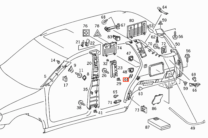 Mercedes-Benz W163 Rear Interior Trim Cover Panel Left or Right All Colours (A1636920322 / A1636920222) — view 4