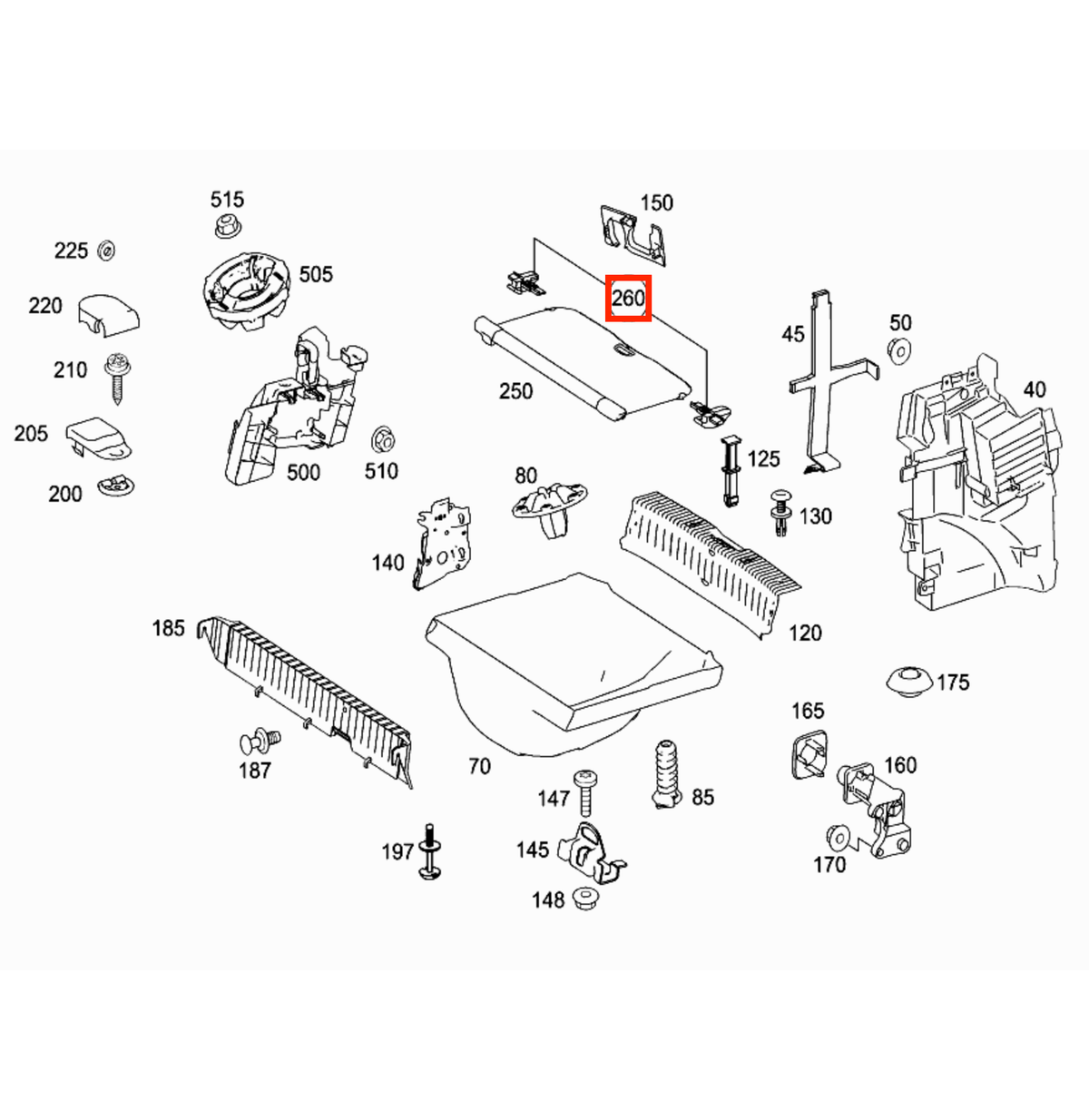 Mercedes-Benz W169 / W245 Cargo Compartment Cover Hook Repair Kit Set of 2 Black (A1696930284) — view 4