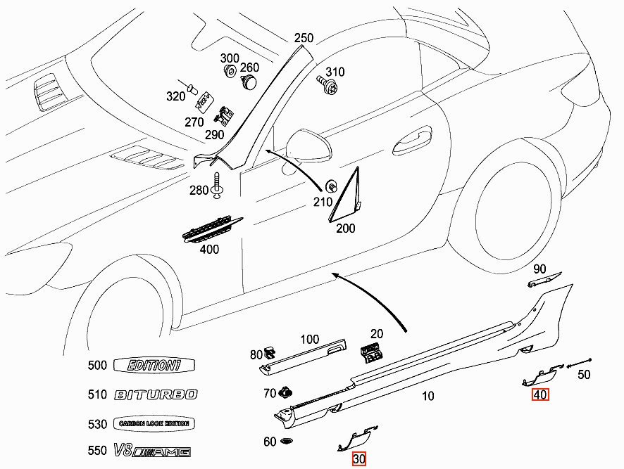 Mercedes-Benz W172 Jack Support Cover Left or Right Front or Rear Primed (A1726980058 / A1726980258 / A1726980158 / A1726980358) — view 6
