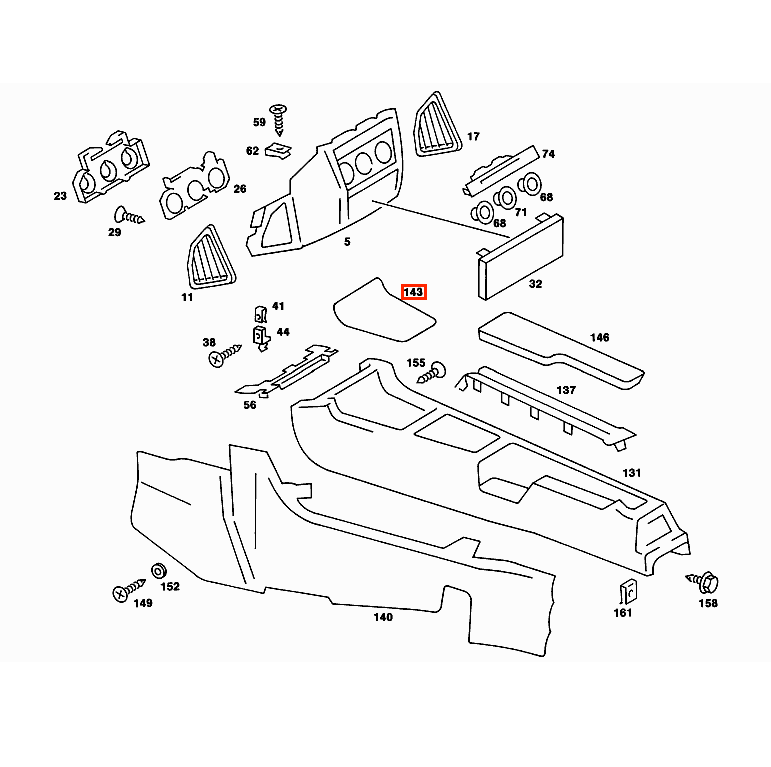 Mercedes-Benz W201 Automatic Gearbox Control Panel Bracket Black (A2016830200) — view 4