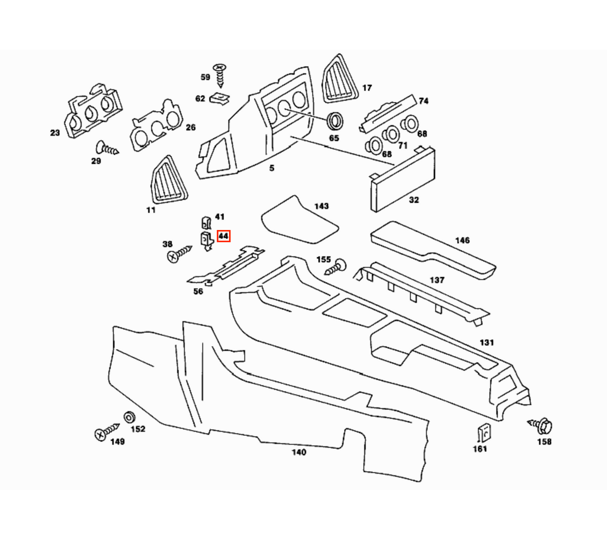 Mercedes-Benz W201 Centre Console Mounting Bracket Black (A2016830035) — view 4