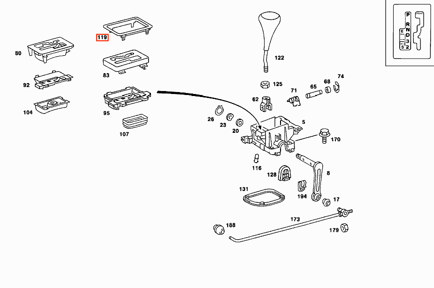 Mercedes-Benz W201 Gear Shift Surround Trim Black (A2012670088) — view 4