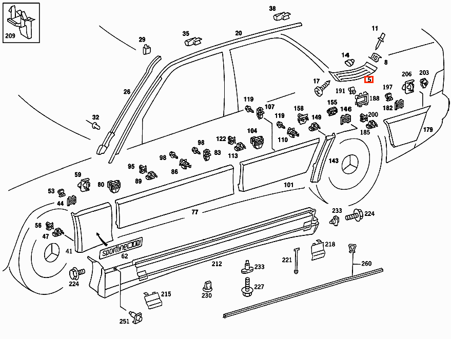 Mercedes-Benz W201 Rear Air Grille Left or Right Primed (A2016980189 / A2016980289) — view 4