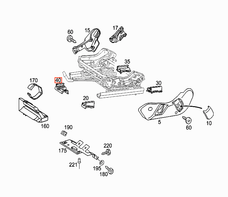 Mercedes-Benz W203 C209 Front Seat Rail Runner Cover Trim Left or Right All Colours (A2039190320 / A2039190420) — view 4