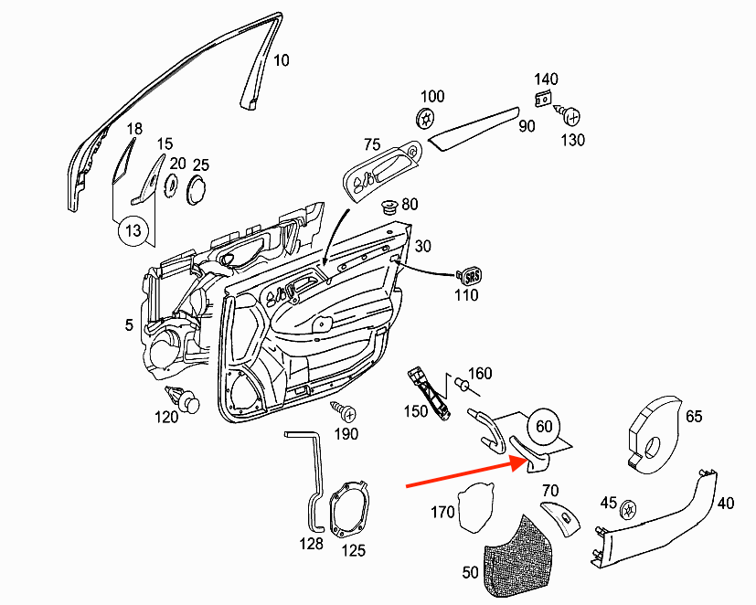 Mercedes-Benz W203 Door Panel Handle Cover Only Left or Right All Colours (A2038100751 / A2038100851) — view 4