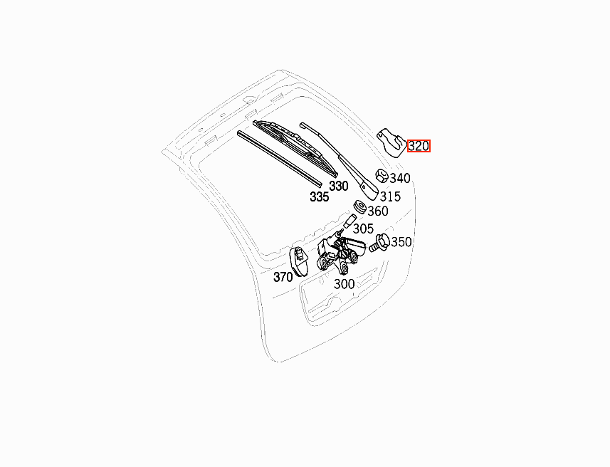 Mercedes-Benz W203 Estate Rear Wiper Arm Cover Cap Black (A2038240449) — view 4