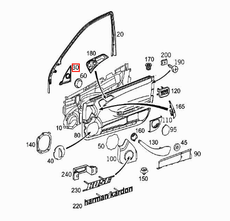 Mercedes-Benz W203 Front Door Speaker Cover Triangle Left or Right All Colours (A2037250394 / A2037250494) — view 4