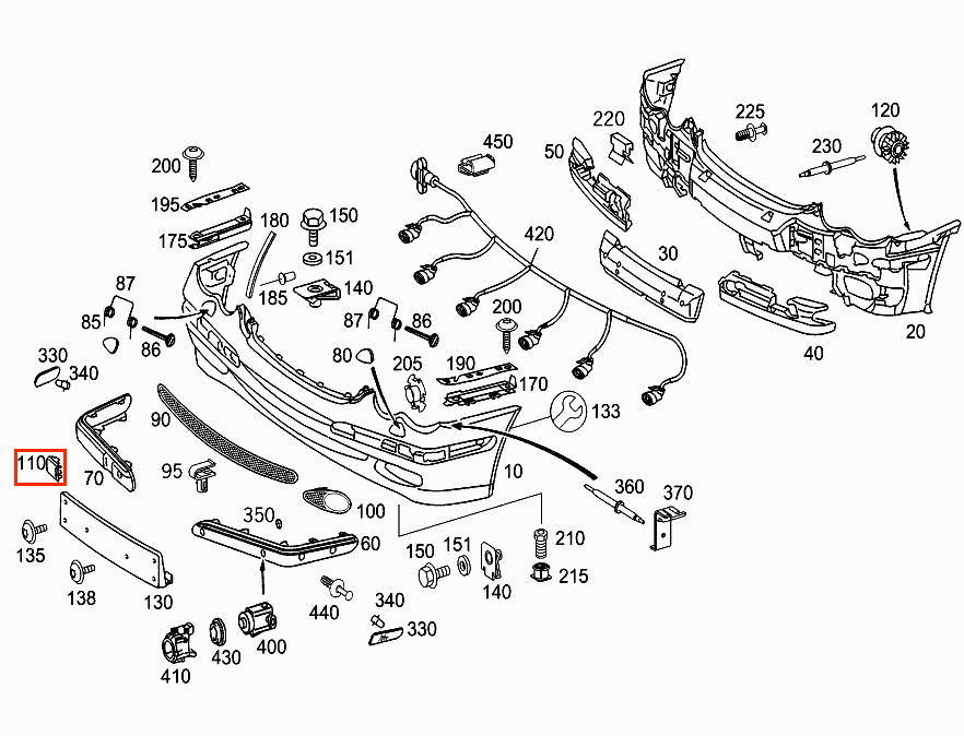Mercedes-Benz W203 Front Tow Hook Cover Primed (A2038850626) — view 5