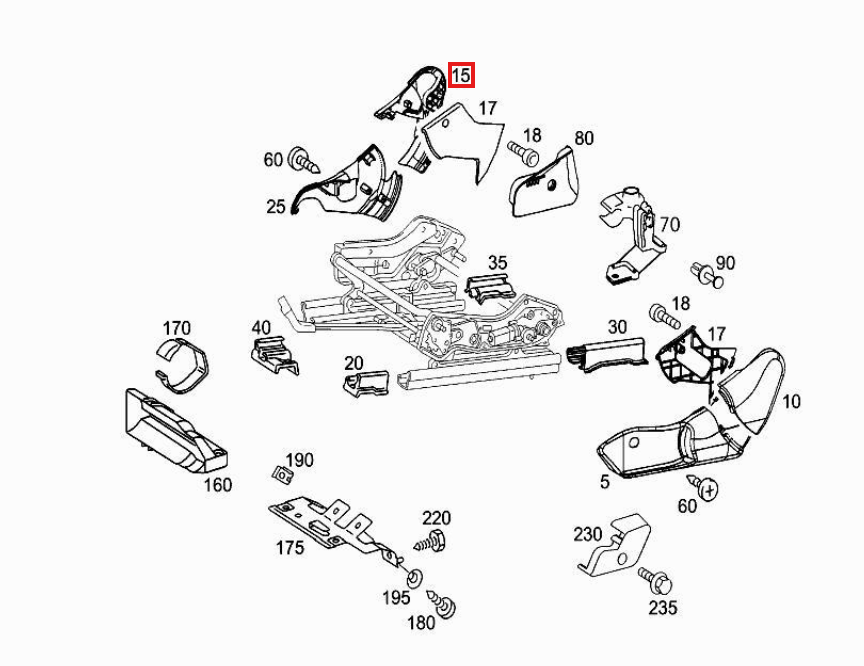 Mercedes-Benz W203 W209 Front Seat Trim Panel Left or Right All Colours (A2039180930 / A2099182530 / A2039181230 / A2099182630) — view 5