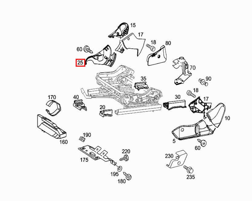 Mercedes-Benz W203 W209 Seat Hinge Cover Trim Left or Right All Colours (A2039180430) — view 4