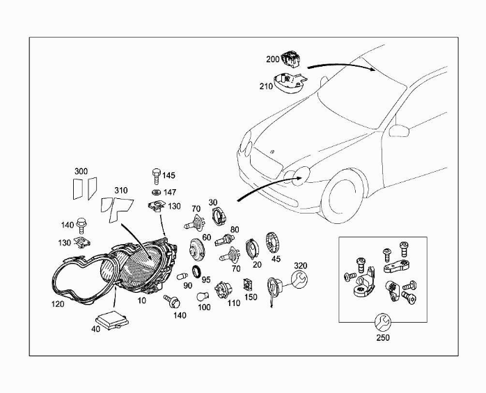 Mercedes-Benz W204 Left Headlight Repair Kit (A2048201114) — view 2